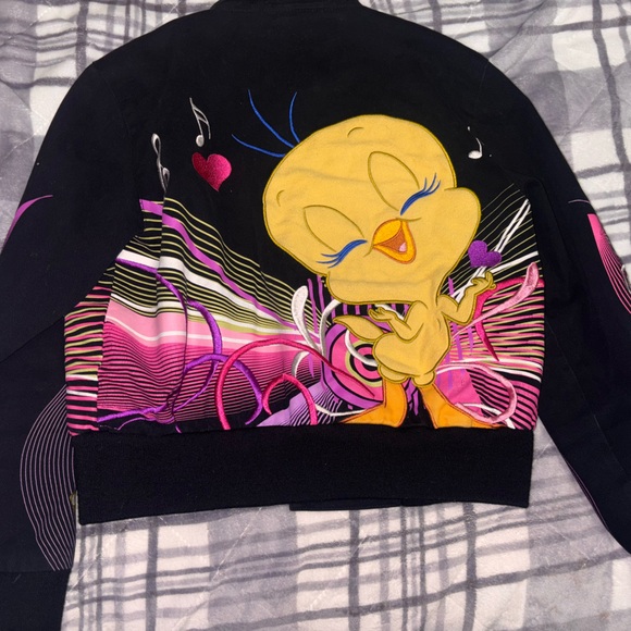 Vintage Jeff Hamilton Tweety Bird Jacket Size Youth M Racing Bomber Embroider - Picture 4 of 9